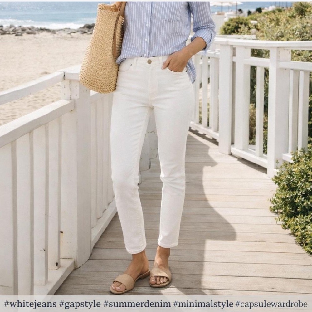 GAP White Skinny Mid-rise Jeans